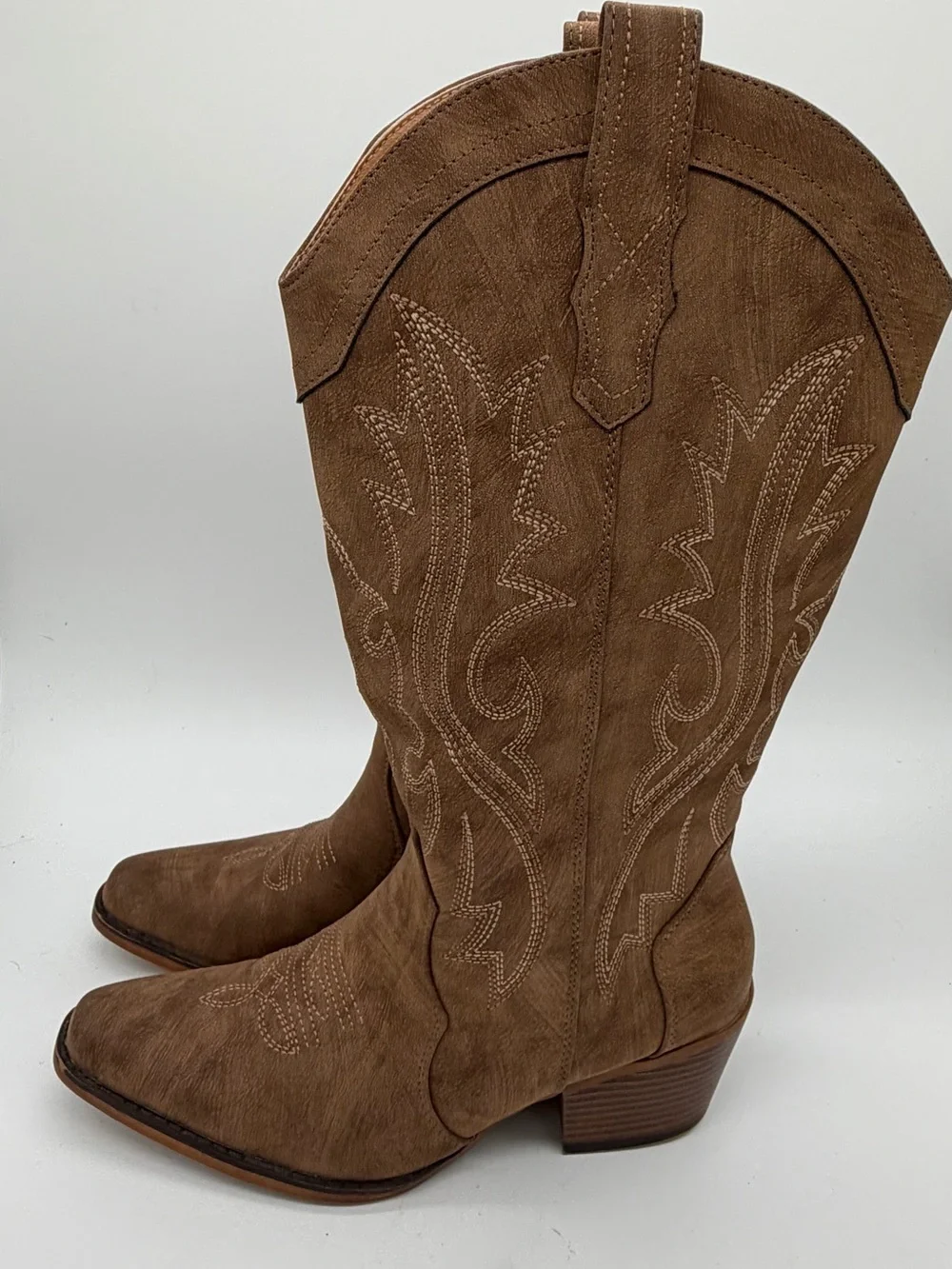 Brown Suede Over-the-Knee Western Boots